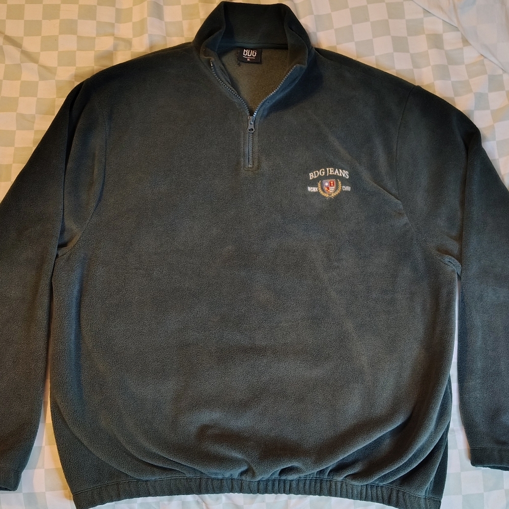 BDG Jeans Urban Outfitters Green Fleece Quarter Zip